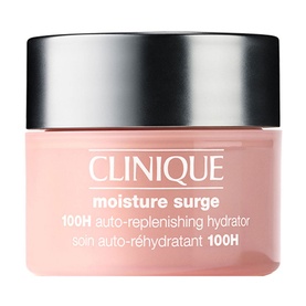 Clinique Moisture Surge 100H Auto-Replenishing Hydrator 15ml day cream in pink frosted glass jar with silver lid