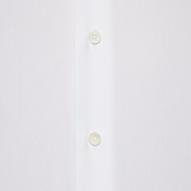 Canali Twill Shirt in white, close-up of button placket showing pearlescent buttons and smooth twill fabric