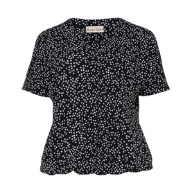 Phase Eight Cara Ditsy Floral Top in blue with white floral print, short sleeves, V-neckline and peplum hem