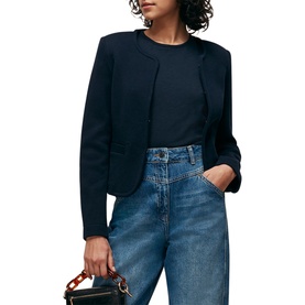 Collarless Jersey Jacket