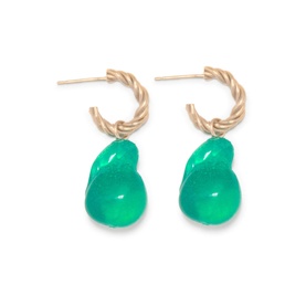 Husband Number 6? Green Resin 14kt Gold Vermeil Earrings