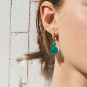 Husband Number 6? Green Resin 14kt Gold Vermeil Earrings
