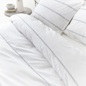Halstead Pleat Duvet Set White-Grey