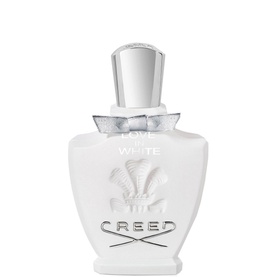 CREED Love In White Eau de Parfum 75ml, white urn-shaped bottle with silver cap and embossed crest detail
