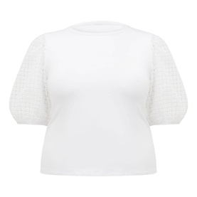 Embroidered Organza Sleeve Top