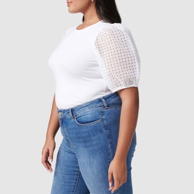 Embroidered Organza Sleeve Top