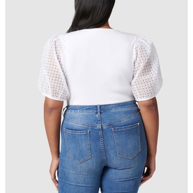 Embroidered Organza Sleeve Top