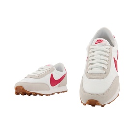Nike Daybreak Trainers in white with pink swoosh, suede and mesh upper, gum rubber sole, white laces