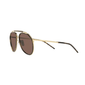 Dolce & Gabbana DG2277 Pilot Sunglasses in gold-tone metal frame with double bridge and brown tinted lenses, side view