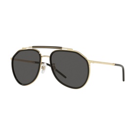 Dolce & Gabbana DG2277 Pilot Sunglasses in gold and black metal frames with grey tinted lenses and double bridge bar