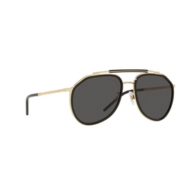 Dolce & Gabbana DG2277 Pilot Sunglasses in gold and black metal frame with dark grey lenses and double bridge bar
