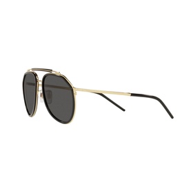 Dolce & Gabbana DG2277 Pilot Sunglasses in gold metal frame with black acetate trim and dark grey lenses