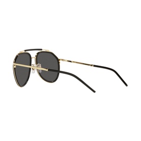 Dolce & Gabbana DG2277 Pilot Sunglasses in gold metal frame with black arms and dark lenses, side profile view