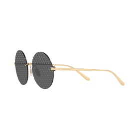 Dolce & Gabbana Round Sunglasses DG2228 62 in gold with oversized round grey lenses and fine gold metal temples, side view