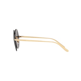 Dolce & Gabbana Round Sunglasses DG2228 62 in gold, side profile showing slim gold temples and dark round lenses
