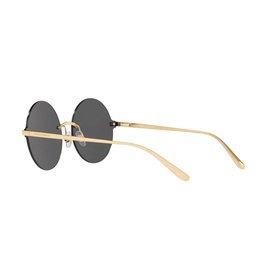 Dolce & Gabbana Round Sunglasses DG2228 62 in gold, rimless round grey lenses, slim gold metal temples, side profile view