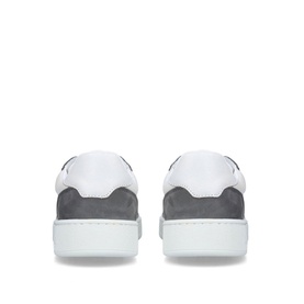 Axel Arigato Dice Low-Top Trainers in white with grey suede heel panel, white chunky sole, rear view