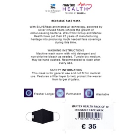 Martex Health Pack of 10 Reusable Face Masks