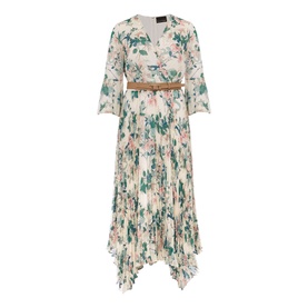 Dani Pleated Belted Midi Dress