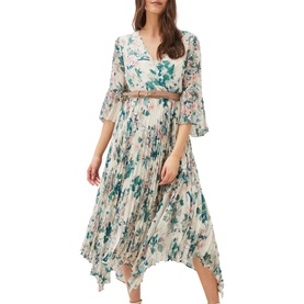Dani Pleated Belted Midi Dress