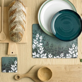 Set of Six Green Foliage Placemats