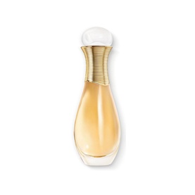 Dior J'adore Hair Mist 40ml in a gold-toned curved glass bottle with white rounded cap