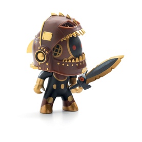 Djeco Pirat'Nha Toy Figure, dark brown and gold pirate skull character holding a sword, small collectible action figure