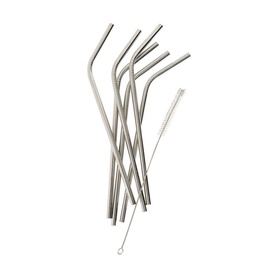 Top Gourmet Re-usable Stainless Steel Straws & Cleaning Brushes, 6pc Set