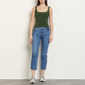 Ribbed Knit Cropped Tank Top