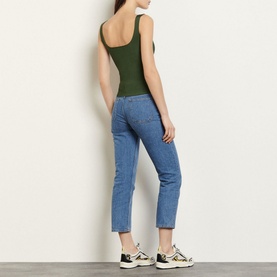 Ribbed Knit Cropped Tank Top