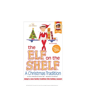 Elf on a Shelf: A Christmas Tradition book and girl scout elf toy set, featuring festive illustrated cover with seated elf character