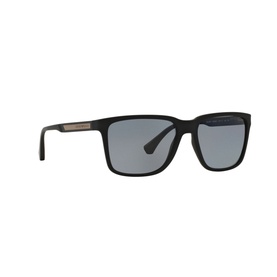 Emporio 0EA4047 Square Sunglasses in black with grey lenses, gunmetal temple detail, and classic square frame profile