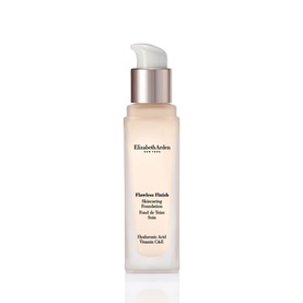 Elizabeth Arden Flawless Finish Skincaring Foundation 30ml in pump bottle with champagne-tone cap on white background