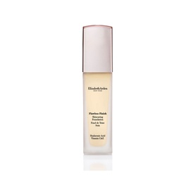 Elizabeth Arden Flawless Finish Skincaring Foundation 30ml in a glass bottle with pale gold cap, light beige shade