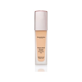 Elizabeth Arden Flawless Finish Skincaring Foundation 30ml in a glass bottle with rose gold cap, warm beige shade
