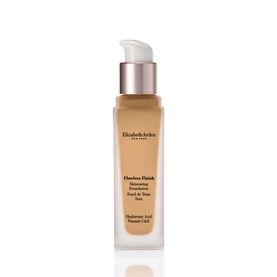 Elizabeth Arden Flawless Finish Skincaring Foundation 30ml in warm beige shade, pump bottle with white cap