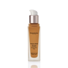 Elizabeth Arden Flawless Finish Skincaring Foundation 30ml in warm tan shade, pump bottle with white cap