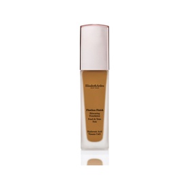 Elizabeth Arden Flawless Finish Skincaring Foundation 30ml in a warm tan shade, glass bottle with rose gold cap