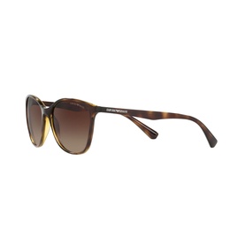 Emporio Cat Eye Sunglasses EA4073 in brown tortoiseshell with gradient lenses, angled side view showing slim temples
