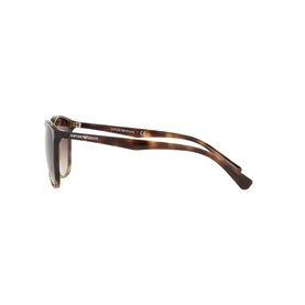 Emporio Cat Eye Sunglasses EA4073 in brown tortoiseshell, side profile view showing temple arm with gold branding detail