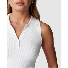 Elise Racer Polo Knit Top