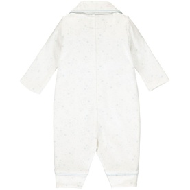 Emile Et Rose Star Print Pyjamas in light blue, back view showing collar, long sleeves and popper fastening