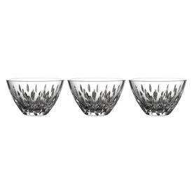 Waterford Enis Stacking Bowl Set of 3 in clear crystal with cut diamond pattern detailing, shown arranged in a row