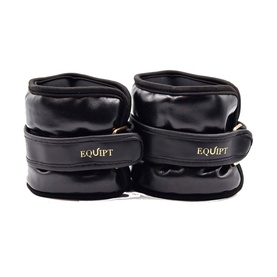 Equipt Uwrap 3lbs Ankle Weight in black, padded wrap design with gold logo branding and adjustable strap closure, shown as a pair