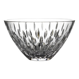 Waterford Enis 9in Bowl in clear crystal with deep vertical cut detailing and flared rim