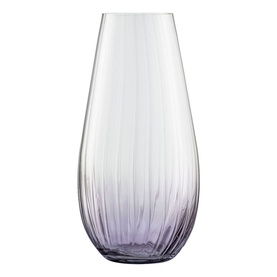 Galway Crystal Erne 12" Vase in Amethyst purple, tall teardrop-shaped ribbed crystal glass with ombre effect
