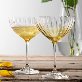 Erne Set of Two Cocktail-Champagne Saucers Amber