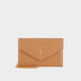 Embossed Leather Envelope Chain Wallet