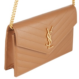 Embossed Leather Envelope Chain Wallet