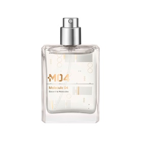 Escentric Molecules Molecule 04 EDT unisex fragrance in clear glass bottle with silver atomiser and gold logo detailing